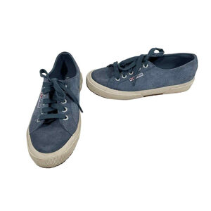 Superga Low Top Blue Suede Leather Lace-Up Sneakers USA W6 M4.5 Unisex